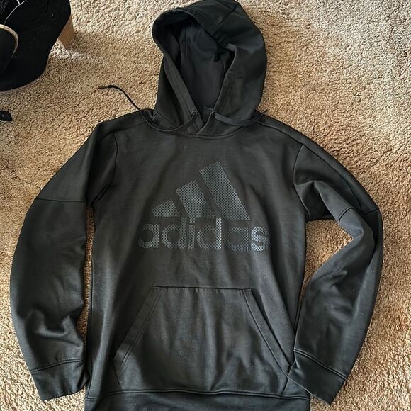 Medium All Black Classic Logo Adidas Hoody - Picture 1 of 3